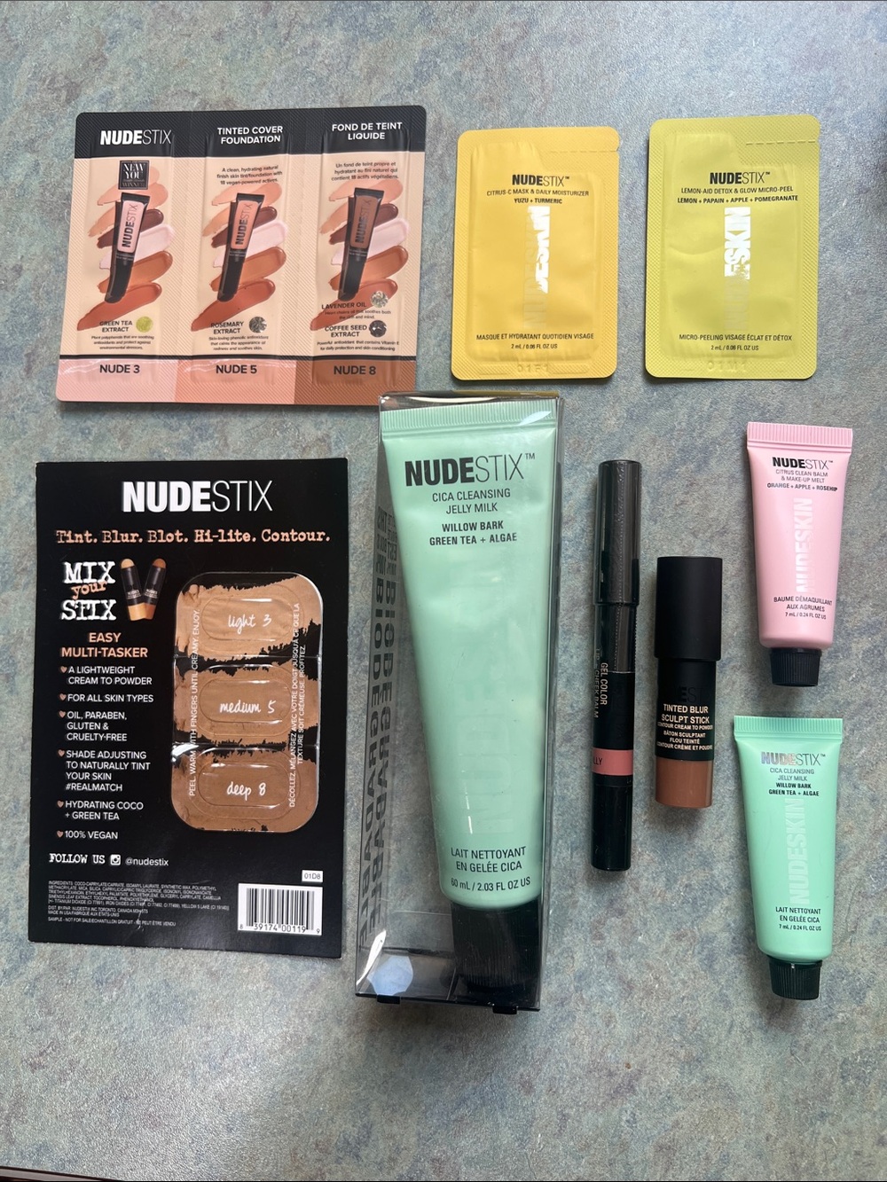 NUDESTIX bundle- 2 full size product, 3 travel, 4 sample